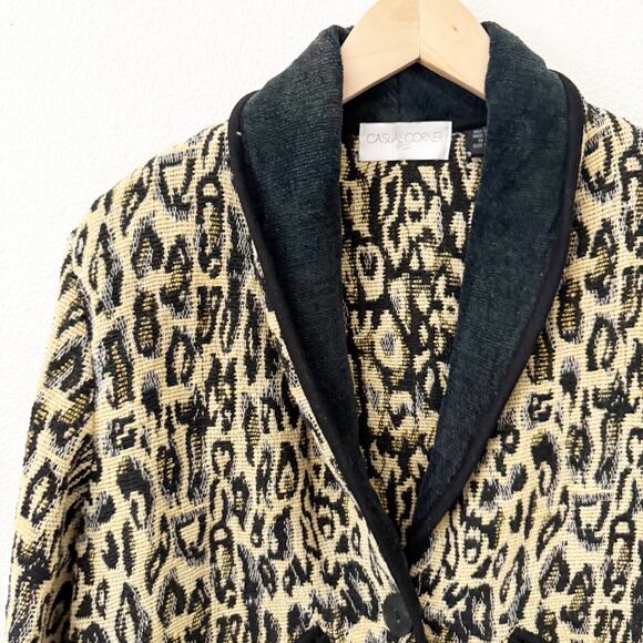 CASUAL CORNER & CO | Vintage Cotton Leopard Print Jacket Coat Thick | Size Large - Picture 2 of 6